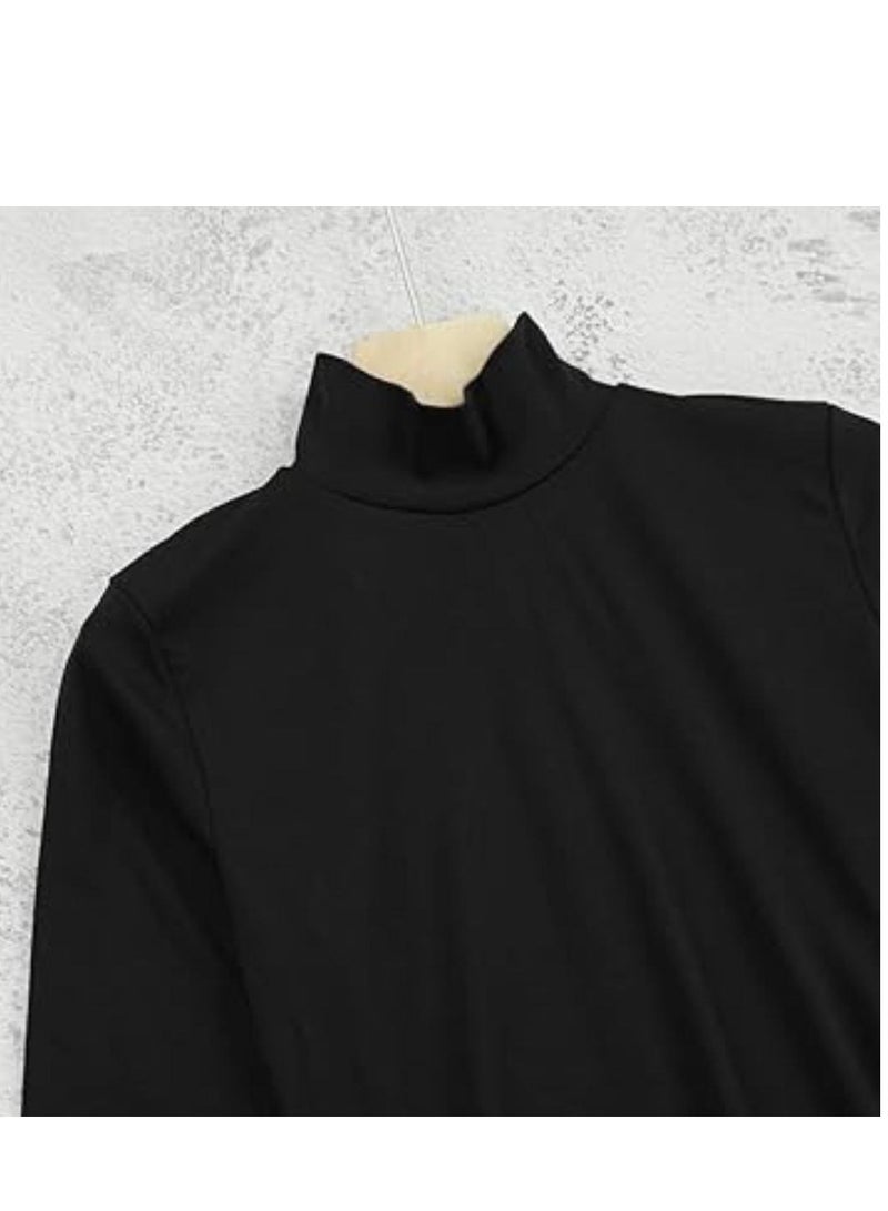 فستان ماكسي طويل انيق باكمام طويلة و كولة عالية للنساء قطن - Image 3