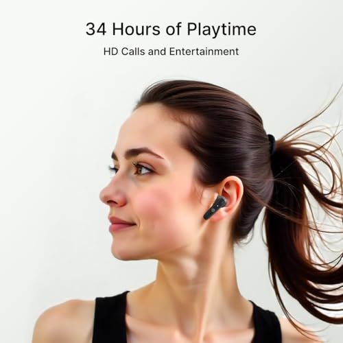 pTron Bassbuds Astra in-Ear TWS Earbuds w/Stereo Sound, 34Hrs Playtime, Stereo Calls, Custom EQ, Mobile App, BTv5.3 Headphones, Touch Control, Voice Assistant, Type C Charging & IPX4 (Black) - Image 3