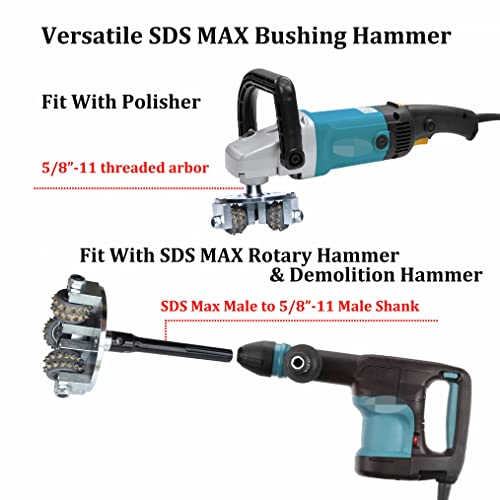 ACTINTOOL Concrete Bushing Patch Repair Prepare SDS Max Bush Hammer Bit for Rotary Hammer and Polisher, Coat Removing Stone Concrete Texturing Bushing Hammer Tool - Image 3