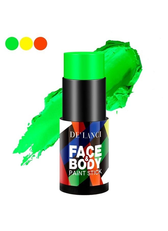 La Catrina - DE'LANCI Neon Green Face Paint Stick, Cream Blendable Body Paint Stick, Sports Green Face Paint Football Foundation Makeup, Professional Halloween Makeup Cosplay Uv Special Effects SFX Costume Parties - Image 1