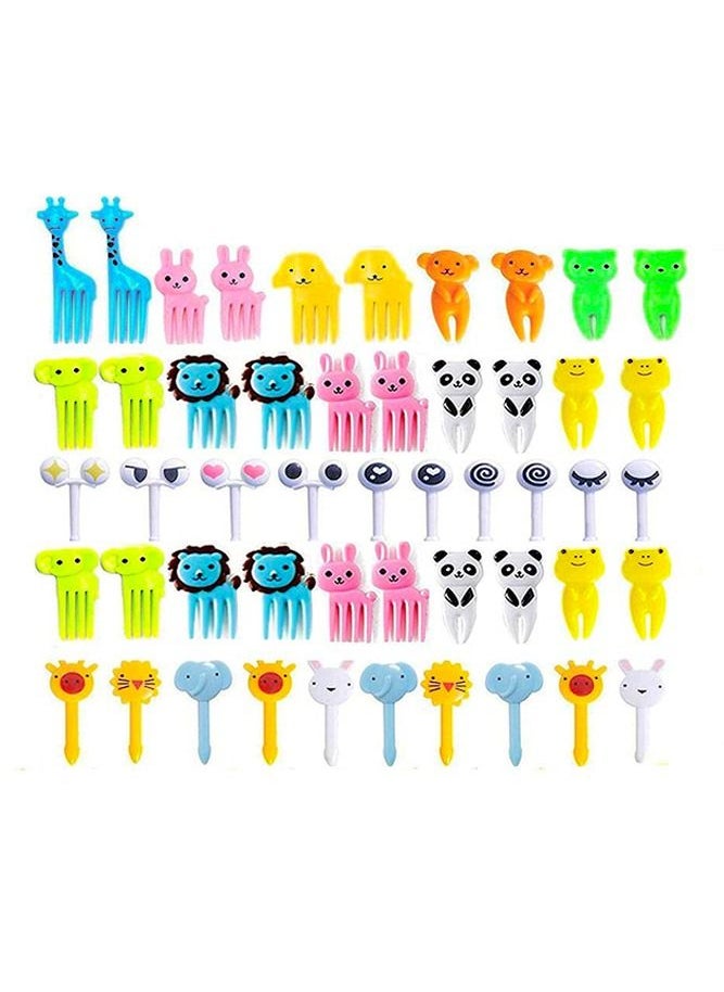 Generic 50-Piece Animal Fruit Forks for Baby Mini Cute Cartoon Toothpick Plastic Sticks Decor for Kids Multicolor  - Image 1