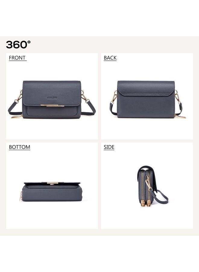 Roulens Small Crossbody Bag for Women,Cell Phone Purse Women's Shoulder Handbags Wallet Purse with Credit Card Slots, Dark Gray, Small, Ar2976-3dark Gray - Image 3