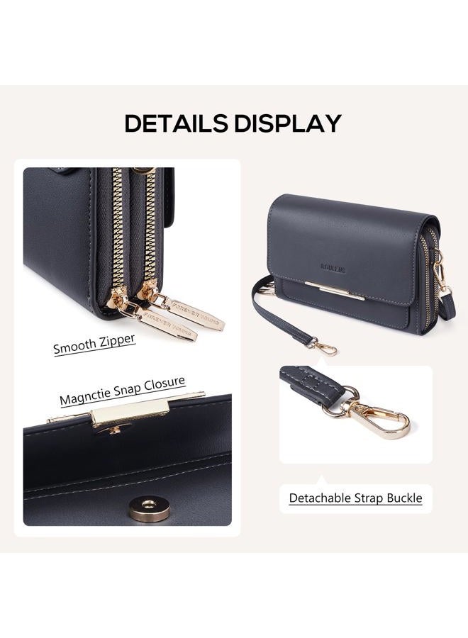 Roulens Small Crossbody Bag for Women,Cell Phone Purse Women's Shoulder Handbags Wallet Purse with Credit Card Slots, Dark Gray, Small, Ar2976-3dark Gray - Image 5