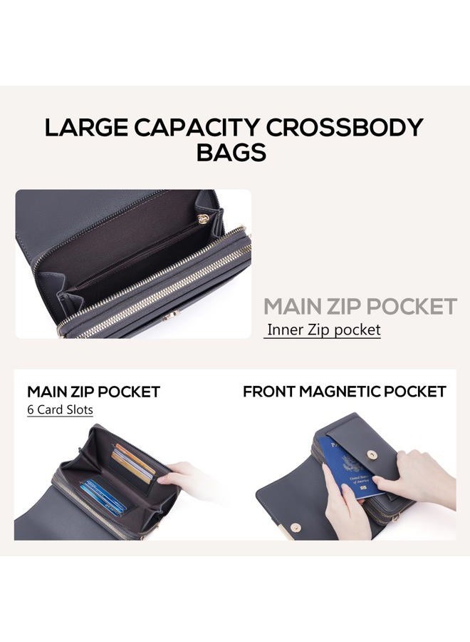 Roulens Small Crossbody Bag for Women,Cell Phone Purse Women's Shoulder Handbags Wallet Purse with Credit Card Slots, Dark Gray, Small, Ar2976-3dark Gray - Image 2