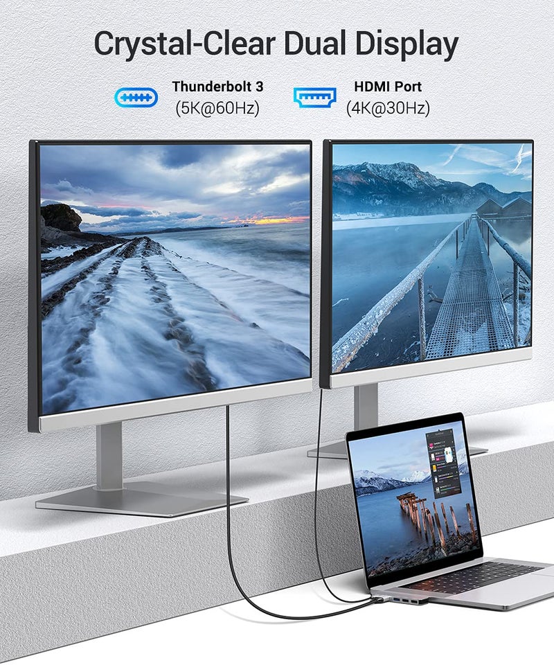 RayCue USB C Adapter for MacBook Pro/Air, MacBook Adapter HDMI, MacBook Air M1 USB Multiport USB C Hub with 4K HDMI, Thunderbolt 3/4, for MacBook Pro 13"-16" 2023-2016, MacBook Air 2023-2018 - Image 4