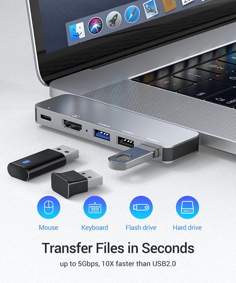 RayCue USB C Adapter for MacBook Pro/Air, MacBook Adapter HDMI, MacBook Air M1 USB Multiport USB C Hub with 4K HDMI, Thunderbolt 3/4, for MacBook Pro 13"-16" 2023-2016, MacBook Air 2023-2018 - Image 5