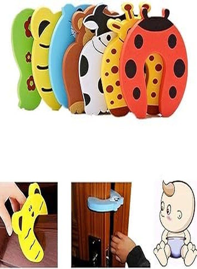 BOTIST Animal Finger Door Stopper, Cartoon Animal Cushion Children Safety Foam Door Stopper Childproof Door Stoppers Curve Shaped Door Stopper (Pack of 6) - Image 1