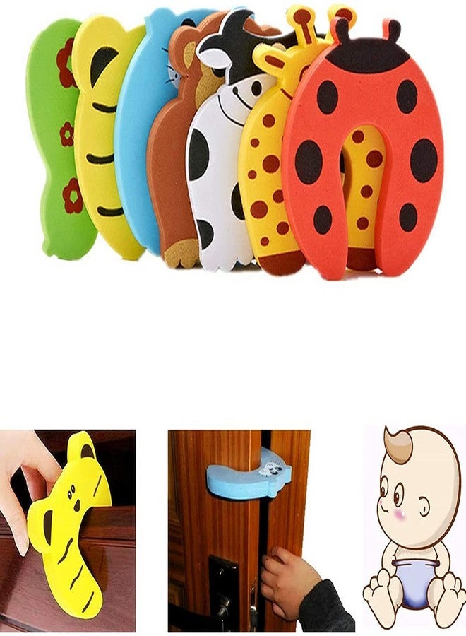 BOTIST Animal Finger Door Stopper, Cartoon Animal Cushion Children Safety Foam Door Stopper Childproof Door Stoppers Curve Shaped Door Stopper (Pack of 6) - Image 3