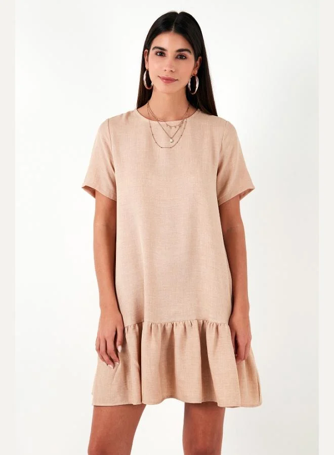 Lela  Lela Crew Neck Regular Fit Dress with Ruffled Hem Women's Dress 611EL00520 for Women | Best Price UAE