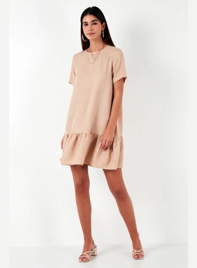 Lela  Lela Crew Neck Regular Fit Dress with Ruffled Hem Women's Dress 611EL00520 for Women | Best Price UAE