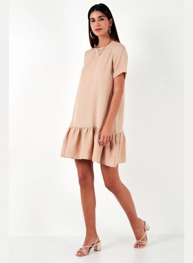 Lela  Lela Crew Neck Regular Fit Dress with Ruffled Hem Women's Dress 611EL00520 for Women | Best Price UAE