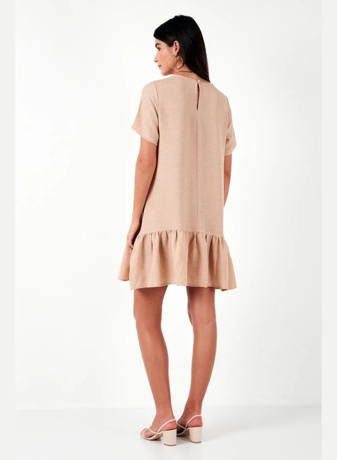 Lela  Lela Crew Neck Regular Fit Dress with Ruffled Hem Women's Dress 611EL00520 for Women | Best Price UAE