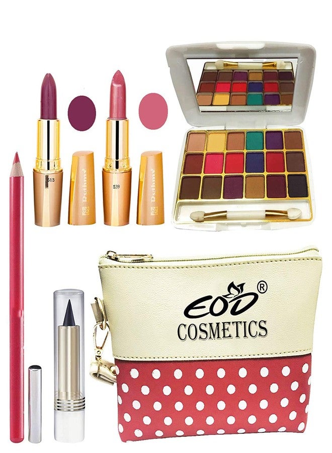 Eod HR Eyeshadow Makeup Kit For Women, 2 Creamy Matte Lipstick,18 Colors Eyeshadow,1 Lip Pencil,1 Kajal with multi-purpose MakeUp Pouch A59 Set of 6 - Image 2