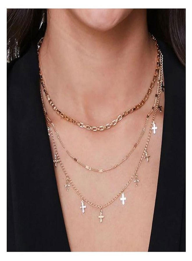 KOSMOS-LI 55 Pcs Gold Plate Jewelry Set for Women With Pearl Heart Cross Shell Pendant Necklace,Lock Pendant Bracelet, 12 Hoop Earrings,22pcs Knuckle Rings - Image 4