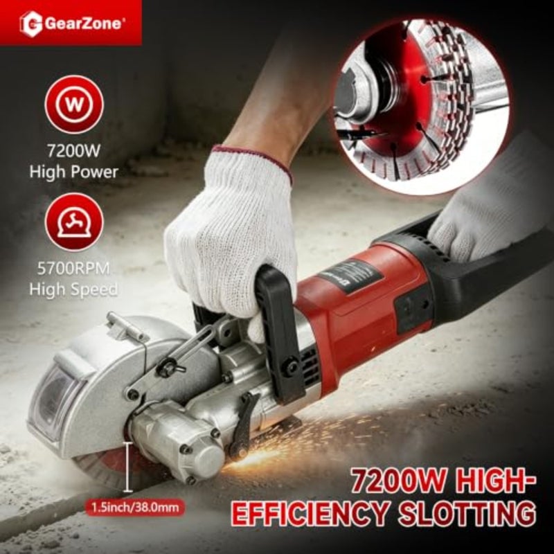 Wall Groove Cutting Machine with Tool Box 220V 4800W, with 4 PCS Saw Blades Wall Slotting Machine Electric Wall Chaser for Brick Granite Marble Concrete 38MM Cutting Width/38MM Cutting Depth - Image 2