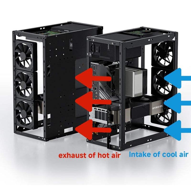 JOYJOM PC Test Bench, Open Air PC Case, Open Frame Computer Chassis, Techbench Server Rack Mount PC Case for ETAX ATX MATX ETAX X79 X99 Micro ATX Motherboards (Stackable) - Image 5
