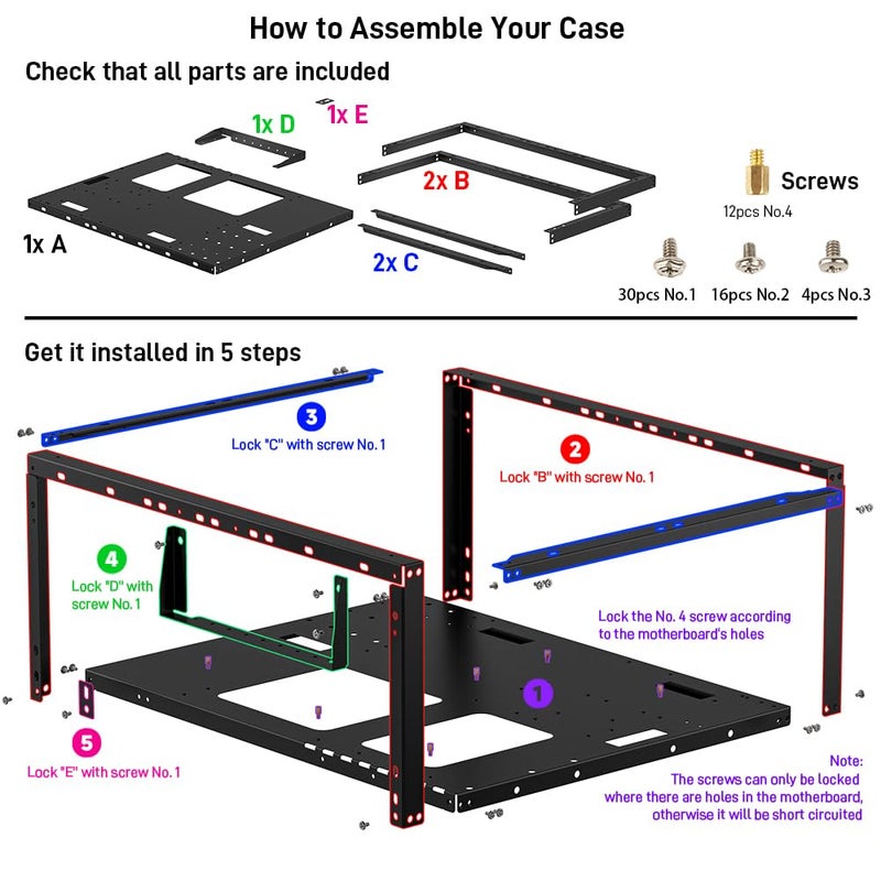JOYJOM PC Test Bench, Open Air PC Case, Open Frame Computer Chassis, Techbench Server Rack Mount PC Case for ETAX ATX MATX ETAX X79 X99 Micro ATX Motherboards (Stackable) - Image 3