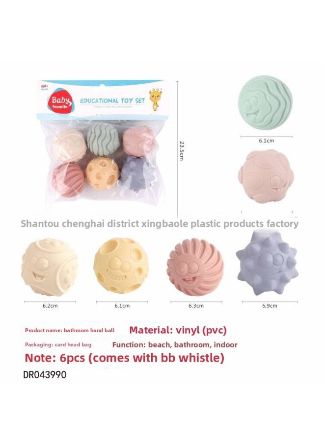 إسكدنيا كرة تدليك من الفينيل للأطفال على شكل رسوم كرتونية صغيرة على شكل حيوانات، لعبة حمام الطفل، كرة إمساك يدوية، صفارة BB، التعليم المبكر، التنوير - المواصفات: كرة إمساك للحمام ملونة من موراندي (6 قطع) - - Image 1
