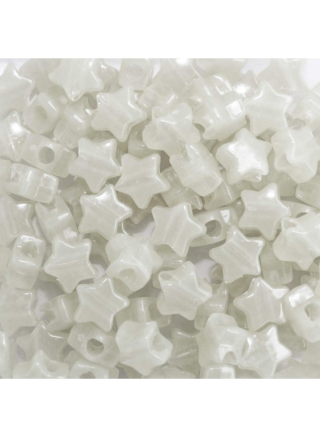 Star Beads White Nightglow Glow In The Dark 13Mm Pony Beads