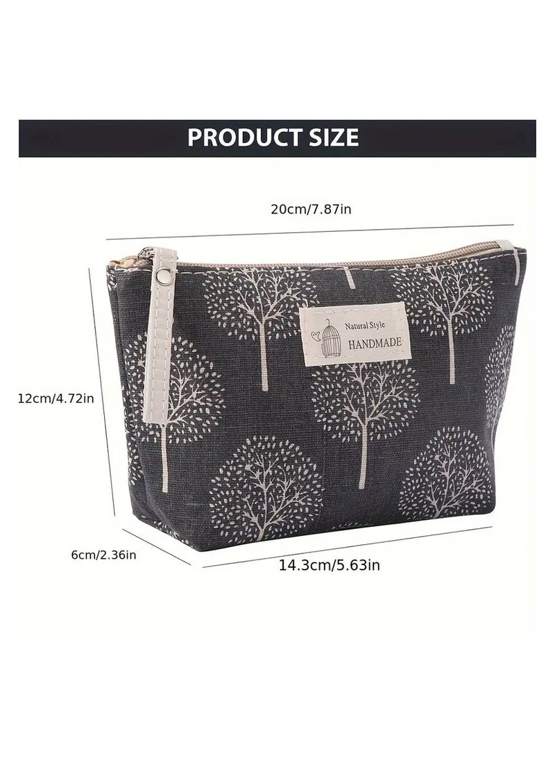 ORiTi Small & Roomy Canvas Cosmetic Bag: The Perfect Travel Makeup Bag for All Your Toiletries - Grey - Image 2