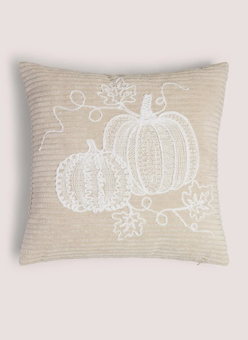 Matalan Pumpkin Ribbed Cord Cushion Yellow