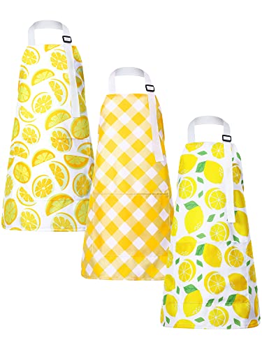 Jenaai 3 Pcs Lemon Kids Apron with Pockets Lemonade Stand Supplies Adjustable Strap Lemonade Apron Costume for Boys Girls Cooking Painting 612 Years - Image 1