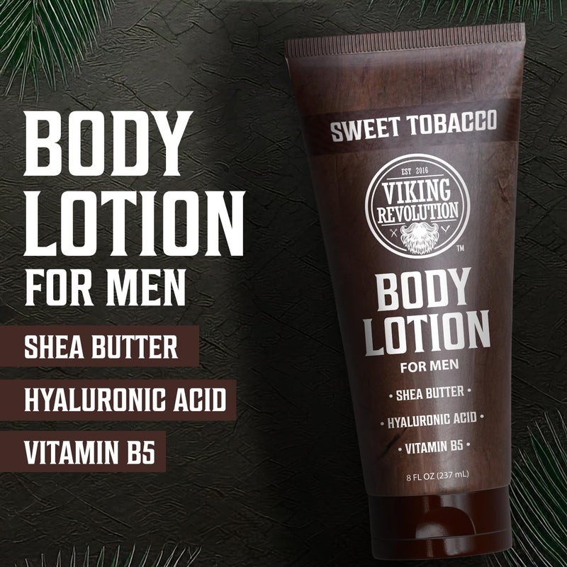 Viking Revolution Sweet Tobacco Body Lotion for Men â€“Mens Lotion for Dry Skin with Shea Butter, Hyaluronic Acid and Vitamin B5 â€“ Nourishing Mens Body Lotion for Hydrated and Smooth Skin (8oz, 1 Pack) - Image 2