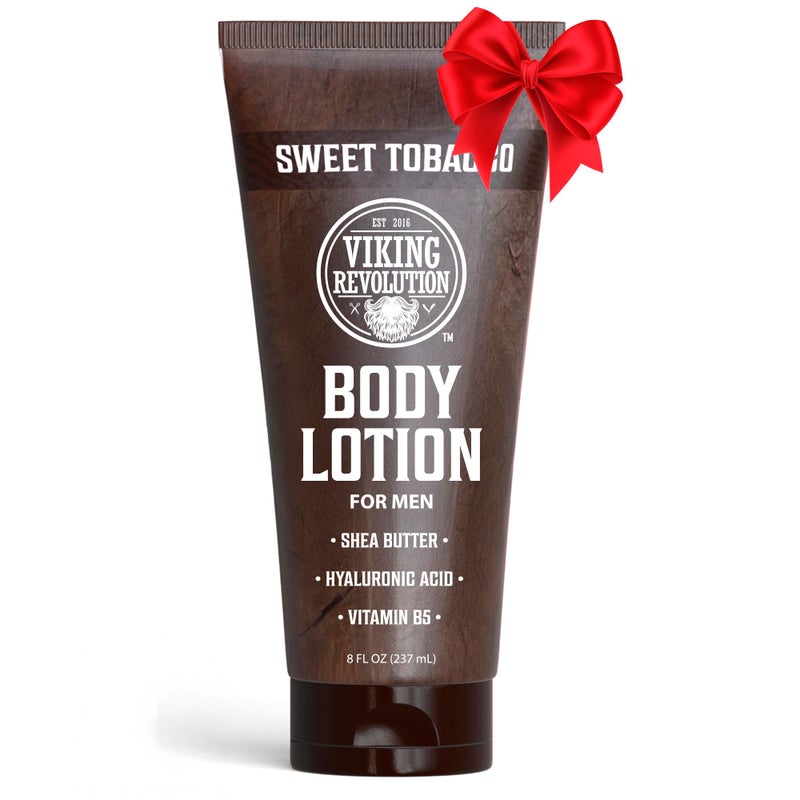 Viking Revolution Sweet Tobacco Body Lotion for Men â€“Mens Lotion for Dry Skin with Shea Butter, Hyaluronic Acid and Vitamin B5 â€“ Nourishing Mens Body Lotion for Hydrated and Smooth Skin (8oz, 1 Pack) - Image 1