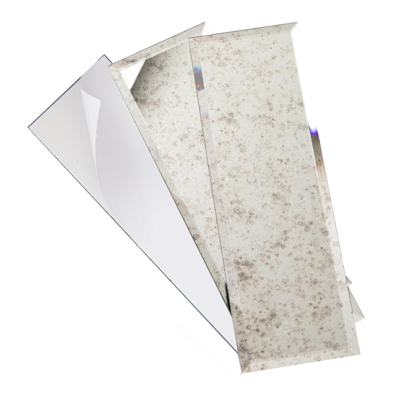 Diflart Peel and Stick Mirror Backsplash, Light Antique, 3x10 Inch, Beveled Mirror Subway Kitchen Bar Wall Tile (5 Sq.ft, 24 Pcs) - Image 1