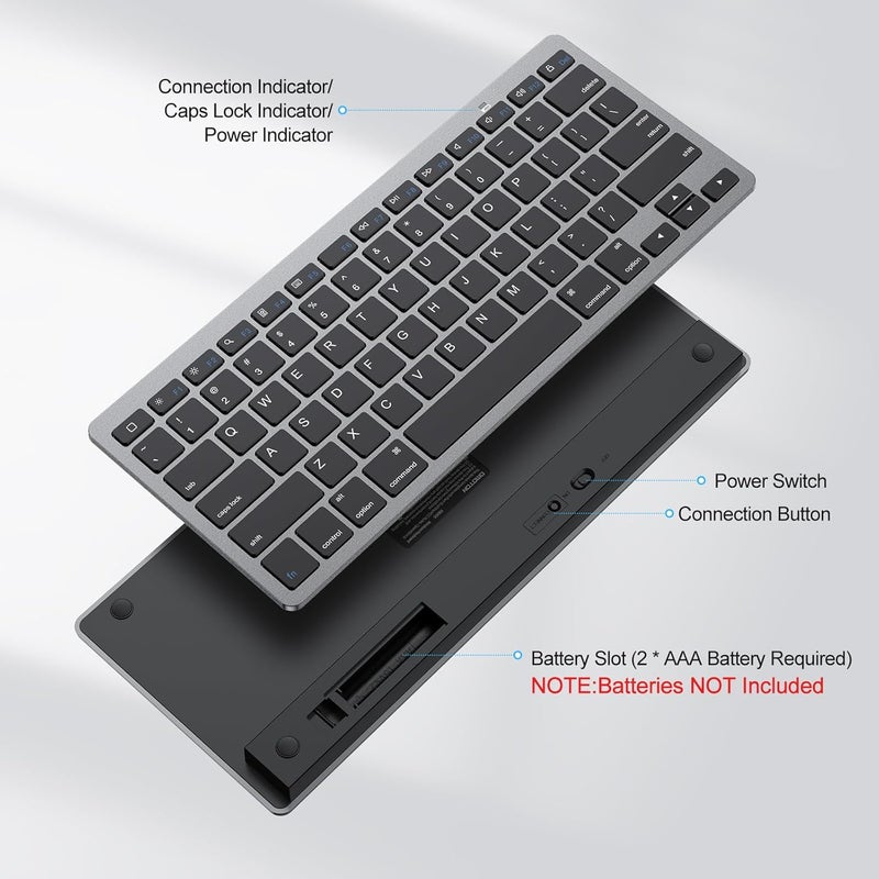 Omoton Wireless Bluetooth Keyboard for iPad A16 11th 10th Generation, iPad Pro 13/12.9/11, iPad Air 13/11/10.9, iPad mini, Compact Ultra Slim Size - Image 3