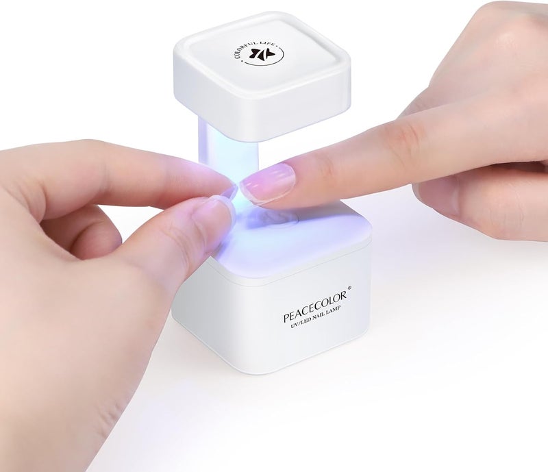 PEACECOLOR Mini UV Nail Lamp Portable Nail Dryer for Gel Polish Extensions Gel Glue Gel FastCuring Design Travel Home DIY and Salon Use for Beginners Professionals