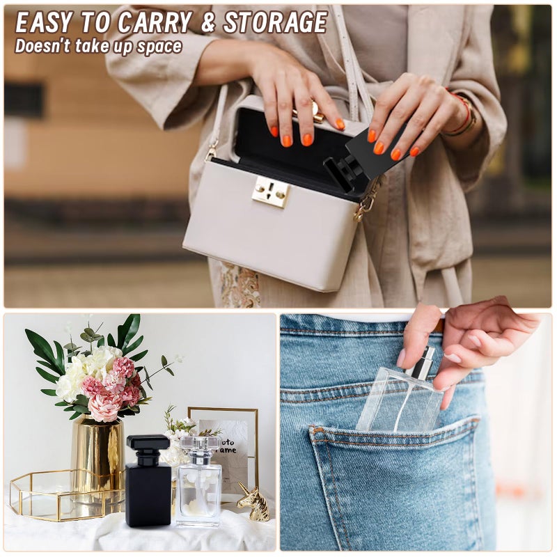 Luxsego Perfume Bottle Atomizers with Funnels, 30 ML Refillable Perfume Spray, Empty Spray Bottle Glass Cologne Atomizers for Travel, Handbag or Date, Storage Bag Included (Transparent+Black) - Image 5