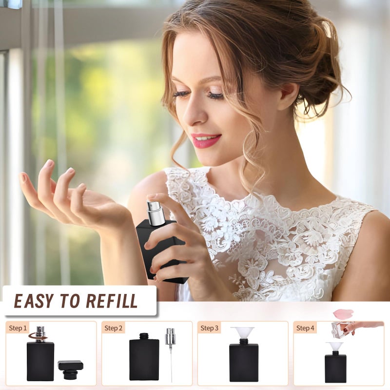 Luxsego Perfume Bottle Atomizers with Funnels, 30 ML Refillable Perfume Spray, Empty Spray Bottle Glass Cologne Atomizers for Travel, Handbag or Date, Storage Bag Included (Transparent+Black) - Image 4
