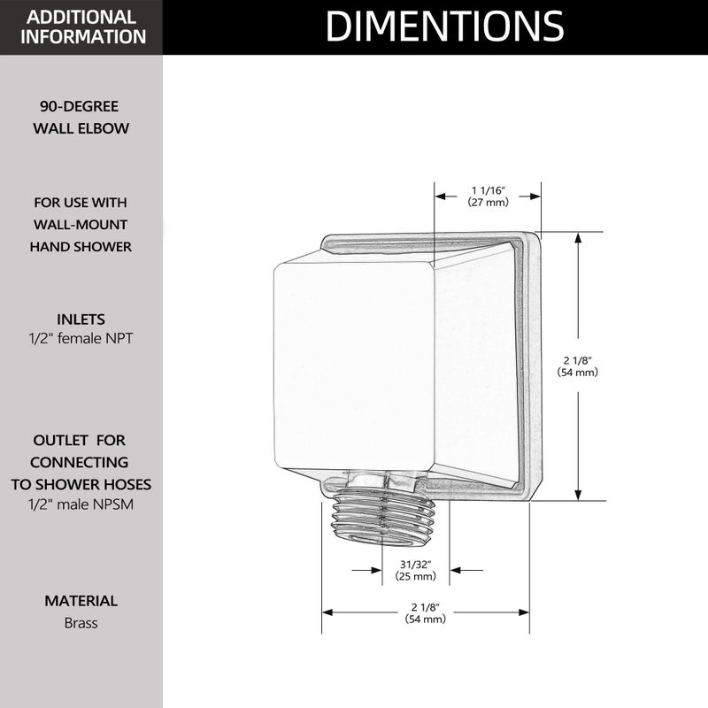 Tearel Square Wall Elbow For Hand Held Shower Venetian Bronze - Image 2