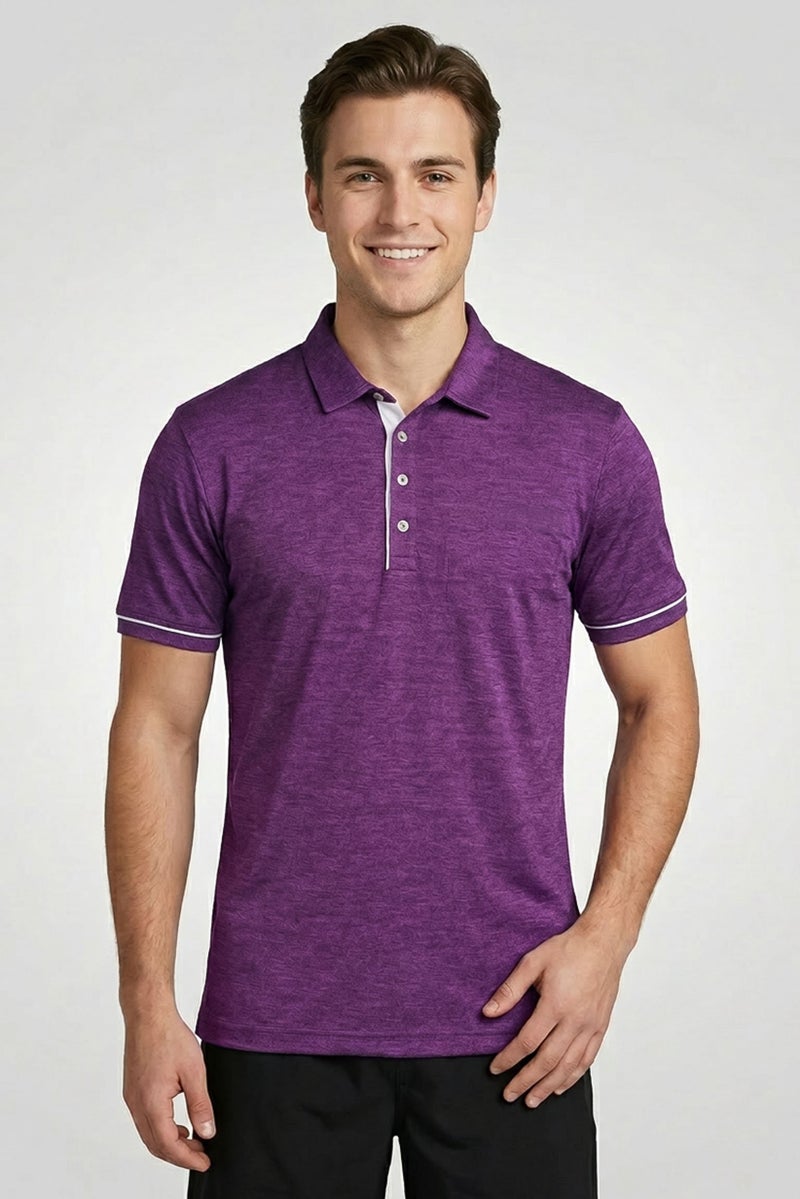Ping Men Sportswear Fit Short Sleeve Outdoor Polo Shirt, Purple - Image 1
