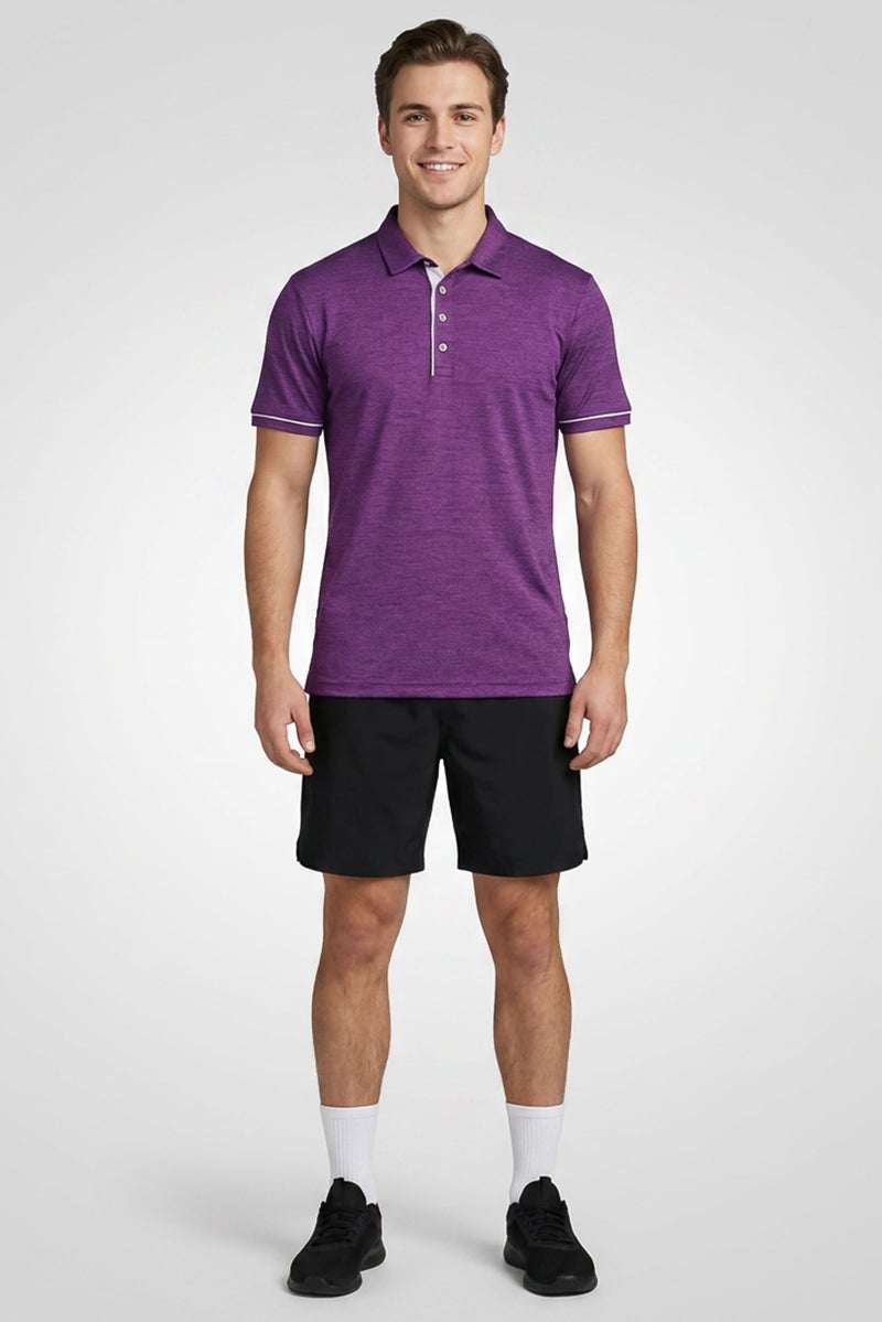 Ping Men Sportswear Fit Short Sleeve Outdoor Polo Shirt, Purple - Image 2