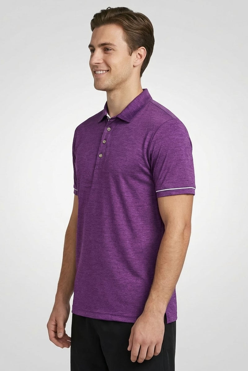 Ping Men Sportswear Fit Short Sleeve Outdoor Polo Shirt, Purple - Image 3