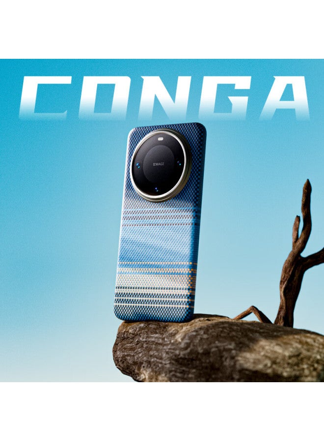 Conga Kevlar Aramid Fiber Protective Case For Huawei Mate 60, Full Coverage Ultra-thin Shockproof Heat Dissipation Business Simple Morning Blue Magnetic Slim Metal Ring Fire