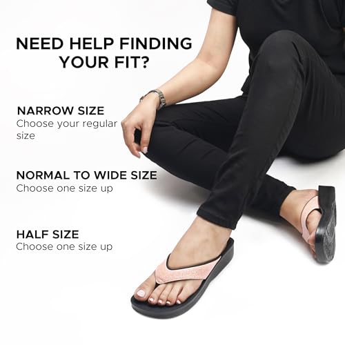 AEROTHOTIC Slip On Recovery Footwear Plantar Fasciitis Flip Flops for Women Yoga Mat Outdoor Walking Beach Ladies Arch Support Summer Thong Dressy Casual Sandals (Crystal Rose Gold, Size 6) - Image 3