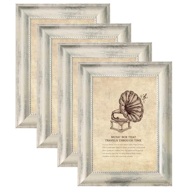 TKYGU 4Ã—6 Picture Frame Set of 4,Vintage Photo Frame, Rustic Retro Picture Frame with Tempered Glass, Decorative Art on Walls and Tabletop Placement Family Friends Wedding Gift - Image 1