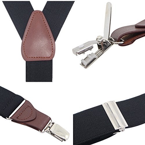 Bioterti Men’s Y-shape 1.4 Inch Suspender -3 Metal Clips, Elastic Straps (Burgundy Paisley) - Image 3