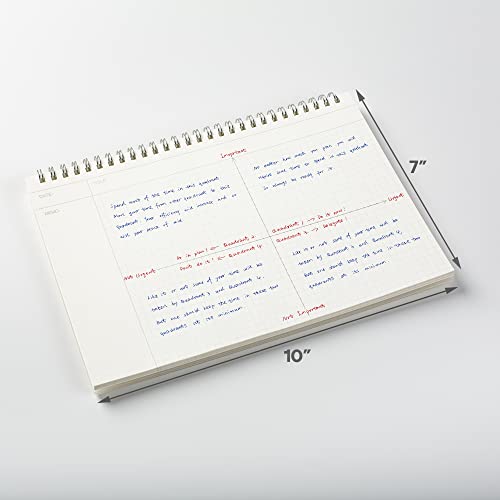 TWONE Spiral Graph Paper Notebook with Transparent Plastic Cover, 60 Sheets, 7" x 10" for Home, School, Math,Cornell Notes, College Students - Image 4