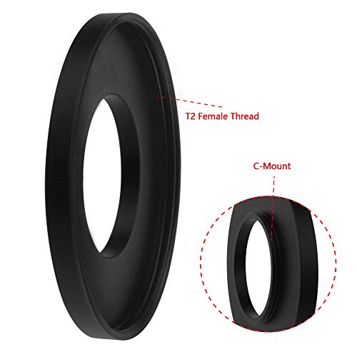 Astromania T2 Female Thread to C-Mount Camera Adapter, 4mm - Convert T2 Port or Microscope Trinocular Phototube to C-Mount Type - Image 2
