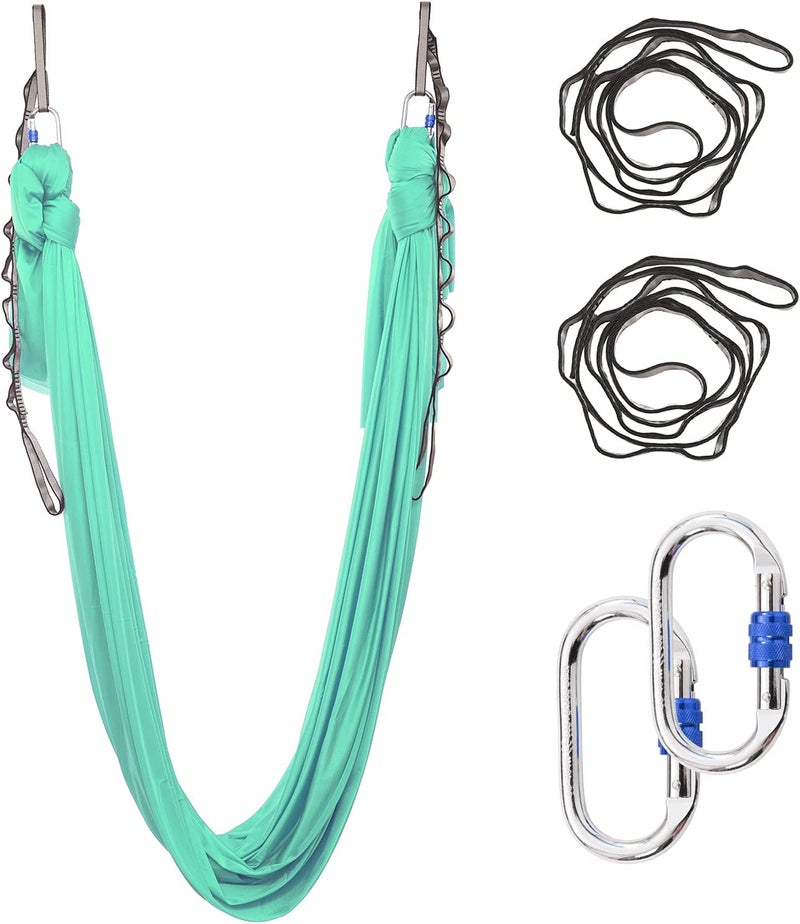SKYPHAROS 5.5 Yards Aerial Silks Yoga Swing Set - Aerial Yoga Hammock Kit Anti-Gravity Flying for Fitness, Low/Non Stretch Nylon Tricot Fabric Hardware Included for Dance - Image 1