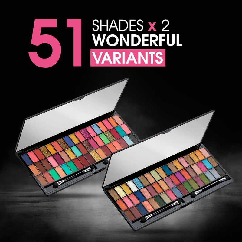 COLORS QUEEN Colors Queen Ultra Pigmented 51 Colors Eyeshadow Palette with Brush Long Wearing Easily Blendable Eye Makeup Palette Eyeshadow Palette with Matte Shimmery Metallic Finish Multicolor 01 - Image 3