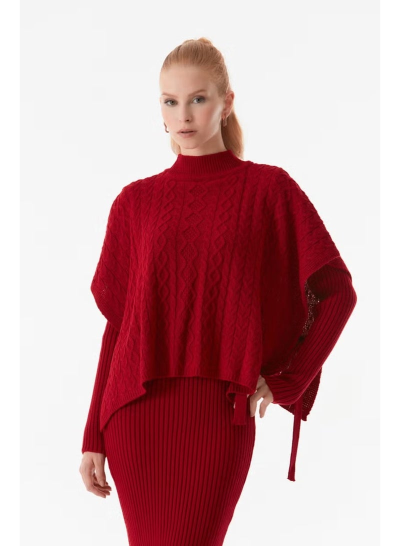 FullaModa Basic Poncho Side Tie Knitwear Set - Image 2