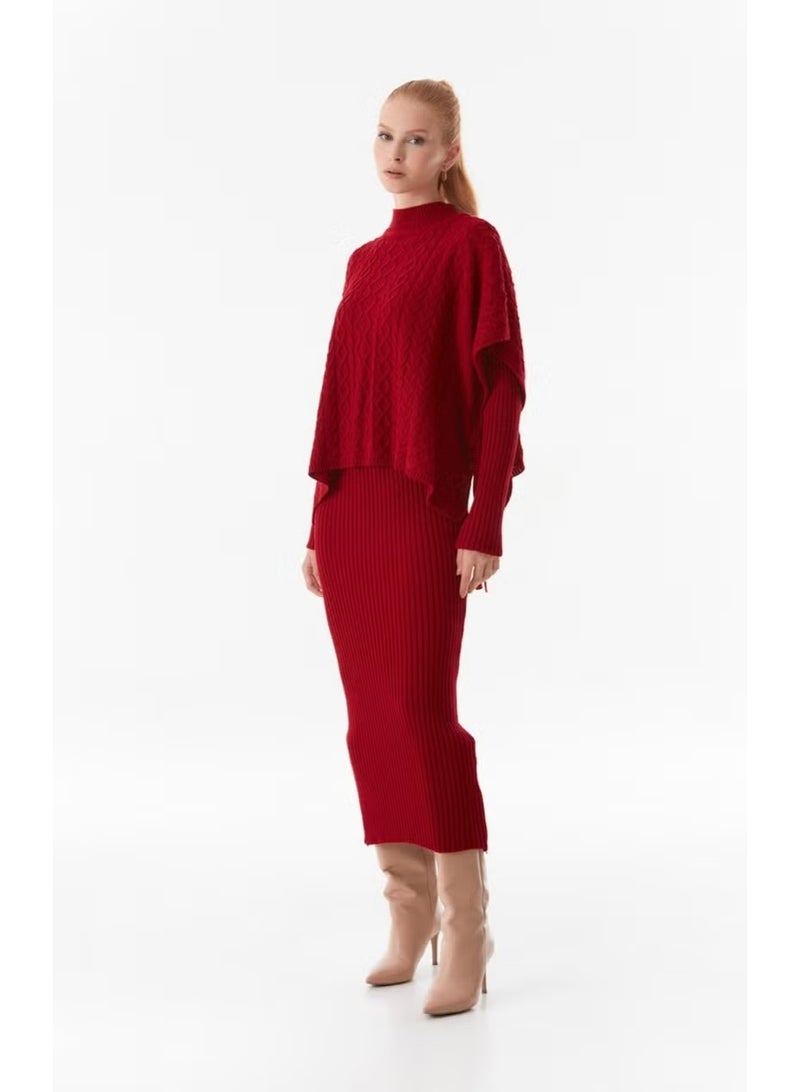 FullaModa Basic Poncho Side Tie Knitwear Set - Image 1