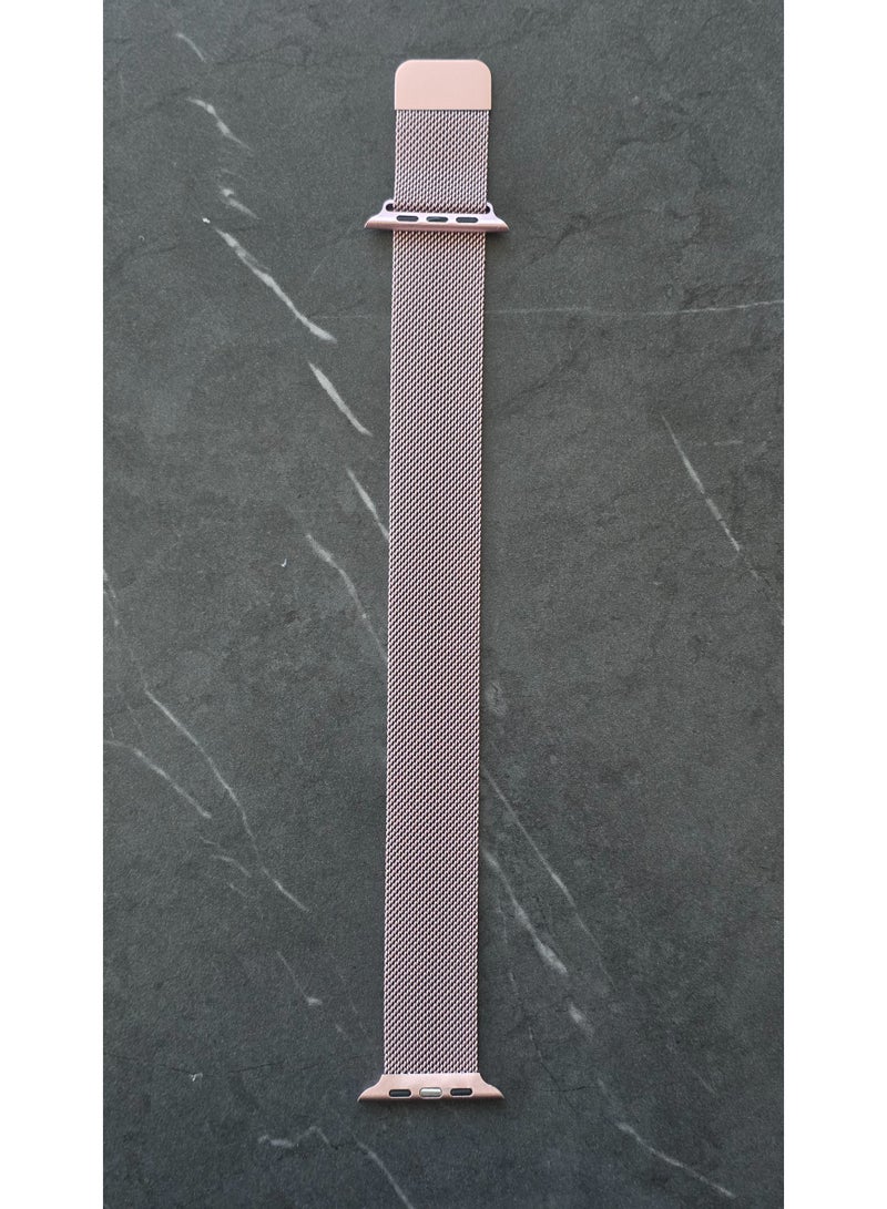 Premium 46mm Milanese Magnetic Loop Apple Watch Band | Stainless Steel Metal Mesh Strap | Rose Gold - Image 5