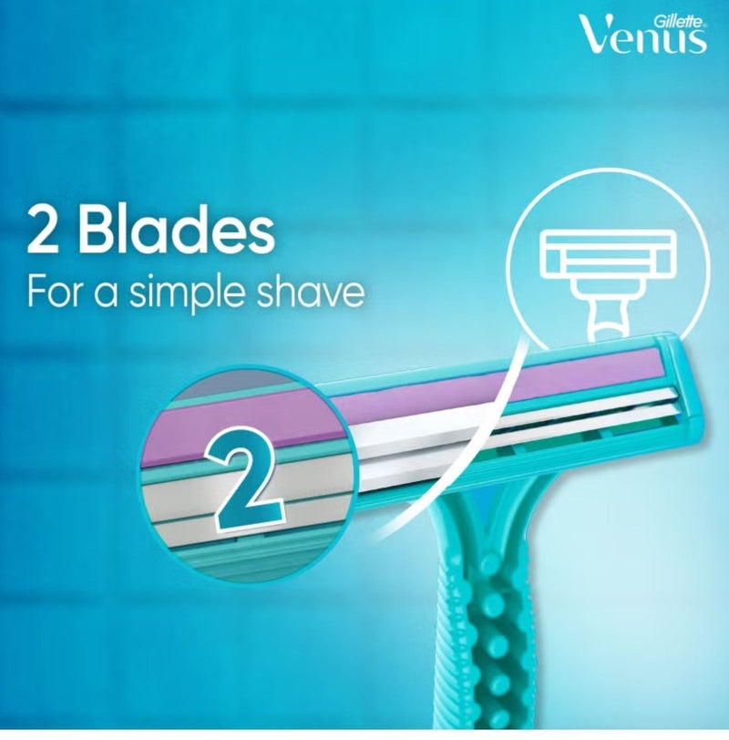 Venus Gillette Venus Women’s Razor Blue – 12 Cartridges (8 + 4 Free), Smooth & Comfortable Shave (Set of 2 Pack) - Image 3