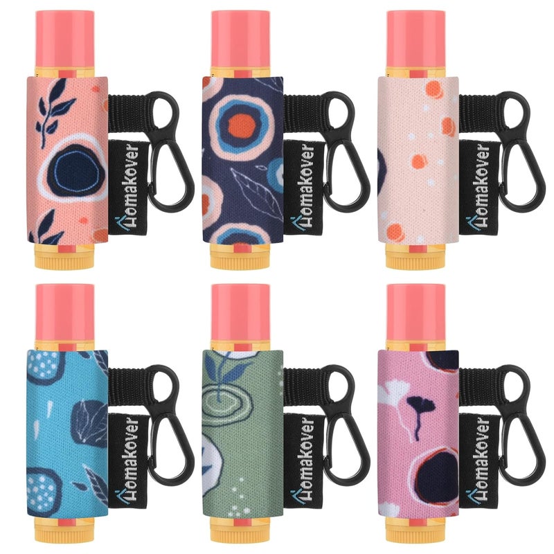 Homakover 6 Pack Compact ClipOn Lipstick Holder Premium Release Clip Neoprene Sleeve Lip Balm with Clip Fits Most Standard Lip Balm Colored Whale